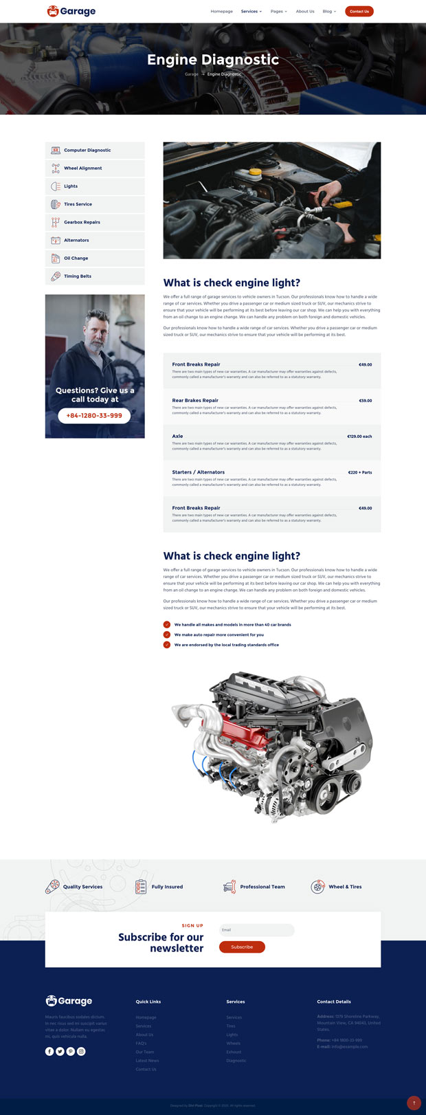 Garage Single Service Page