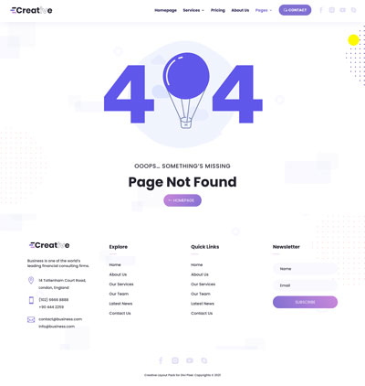 Creative Layout Pack 404 Page