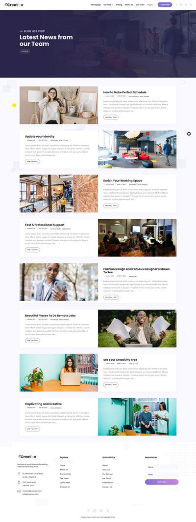 Creative Layout Pack Blog List View