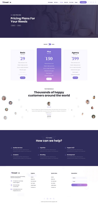 Creative Layout Pack Pricing Page