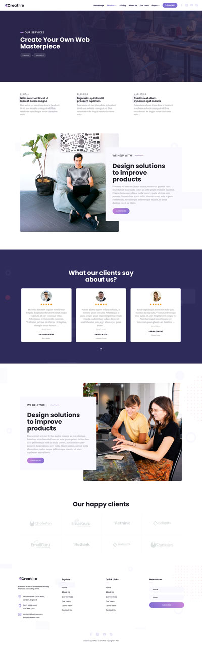 Creative Layout Pack Services Page