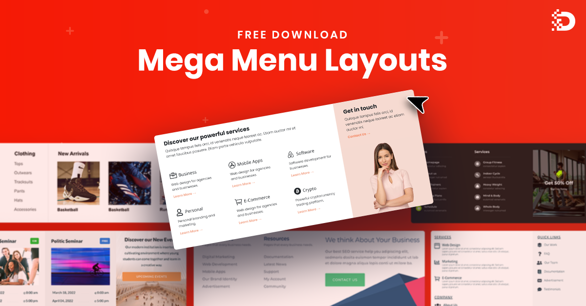 Download A FREE Mega Menu UI Kit for Divi