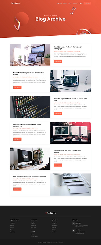 Freelancer Layout Pack Blog Archive