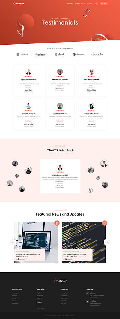 Freelancer Layout Pack Testimonials