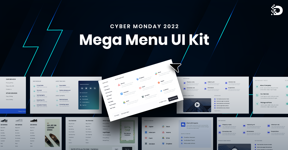 Download A FREE Mega Menu UI Kit for Divi | Divi Pixel