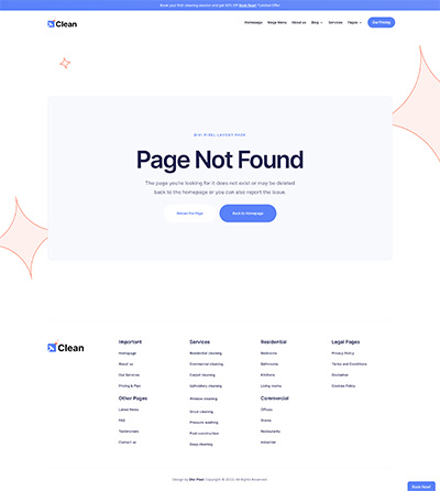 Cleaning Layout Pack 404 Error Page