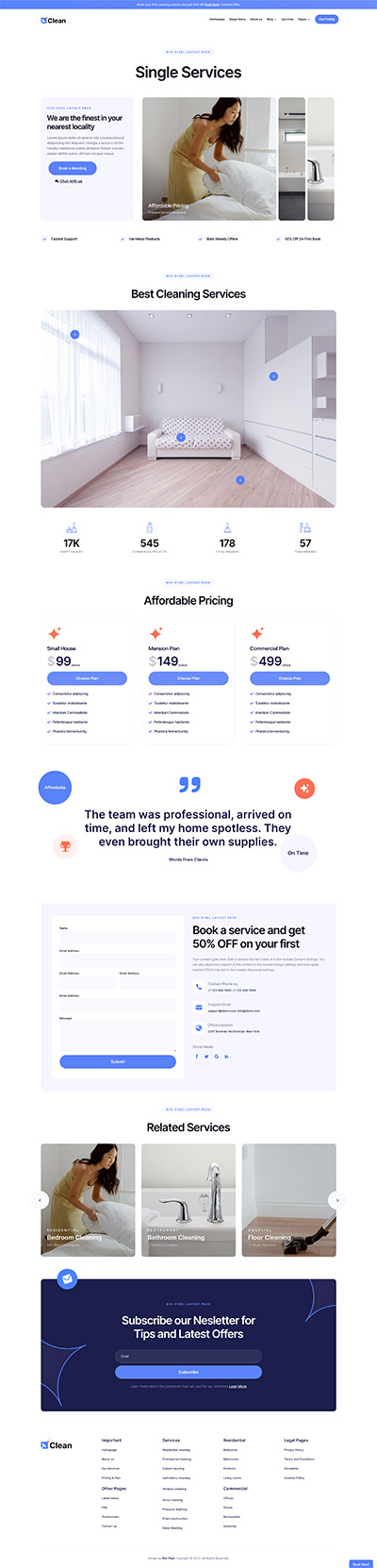 Cleaning Layout Pack Single Services Page