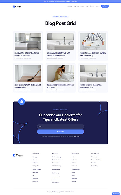 Cleaning Layout Pack Blog Grid Page