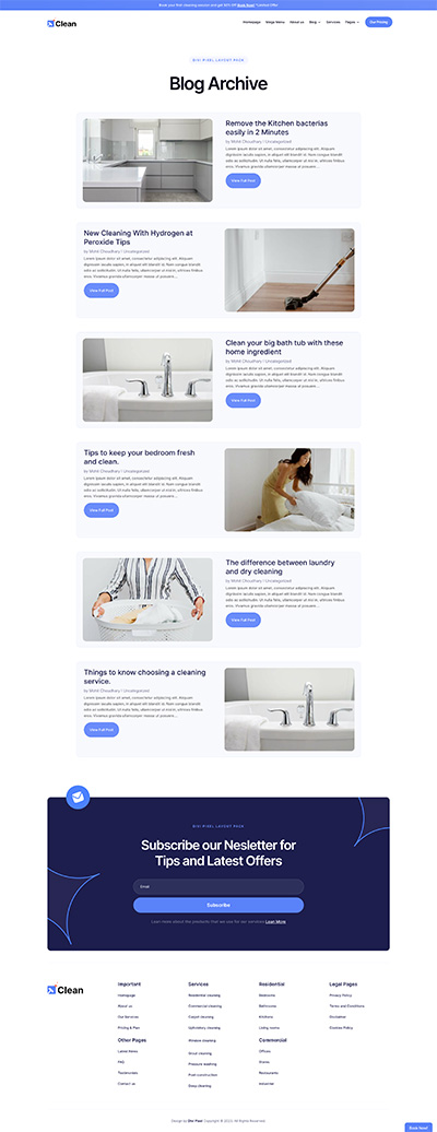 Cleaning Layout Pack Blog Archive Page