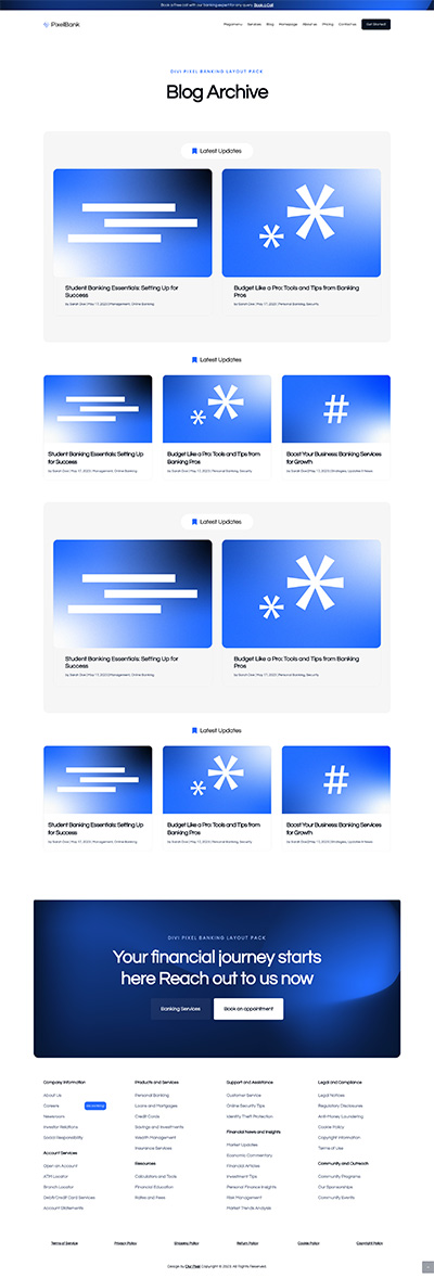 Banking Layout Pack Blog Archive Page