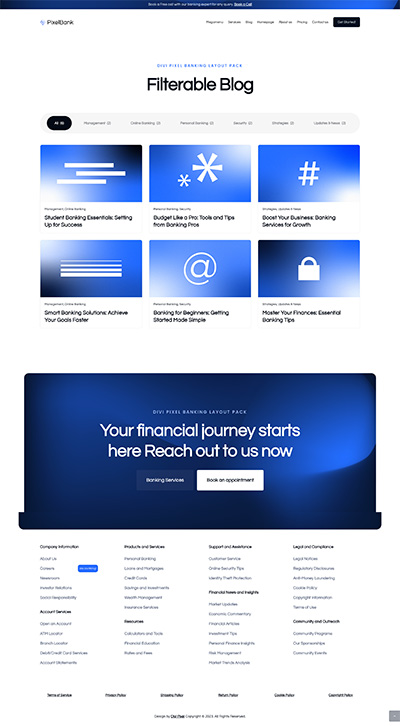 Banking Layout Pack Filterable Blog Page