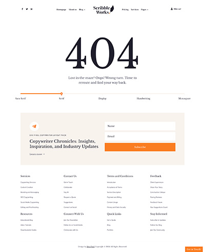 Copywriter Layout Pack Error Page