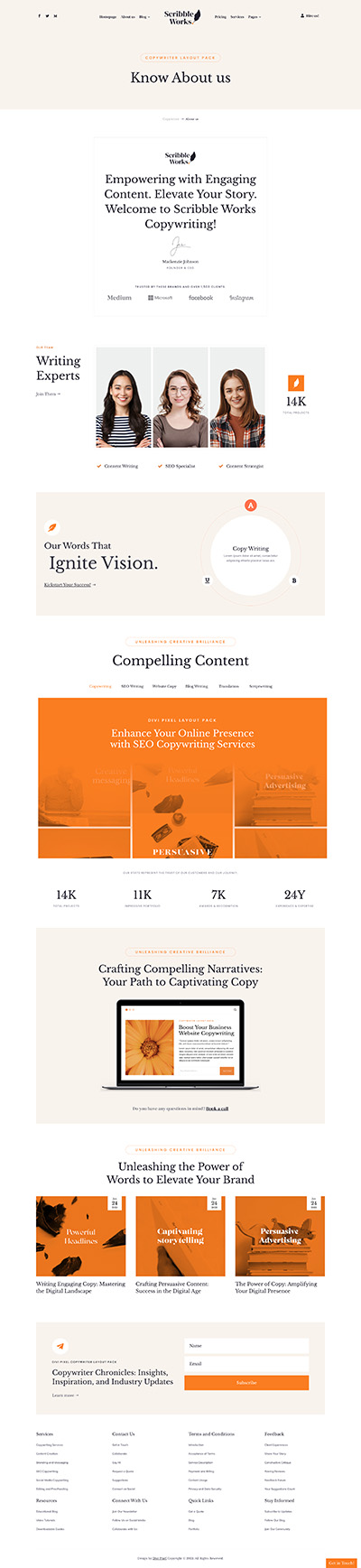 Copywriter Layout Pack About us Page