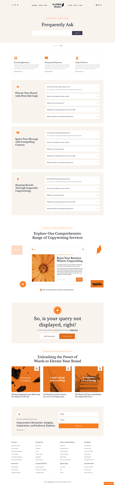 Copywriter Layout Pack FAQ Page