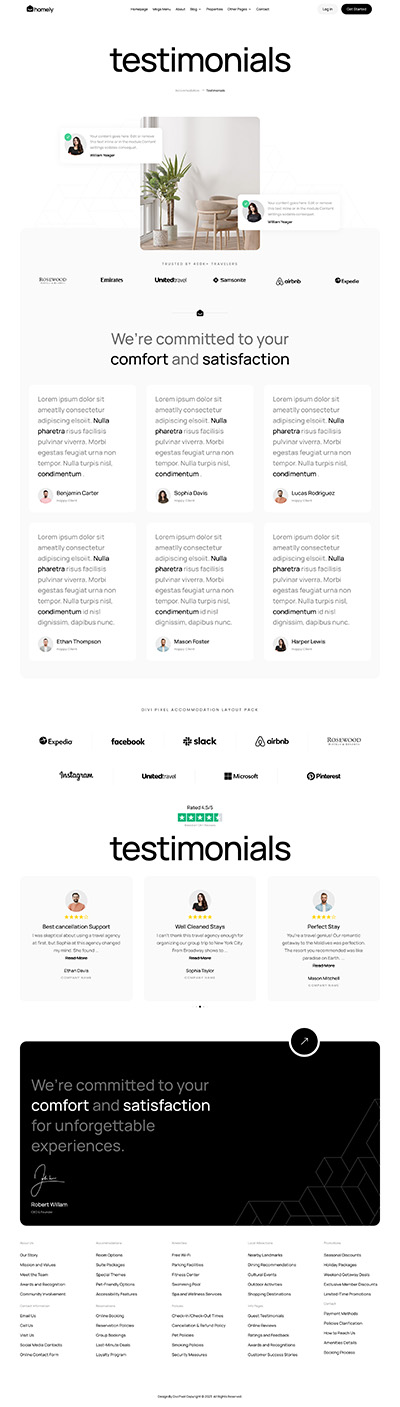 Developer Layout Pack Testimonials Page