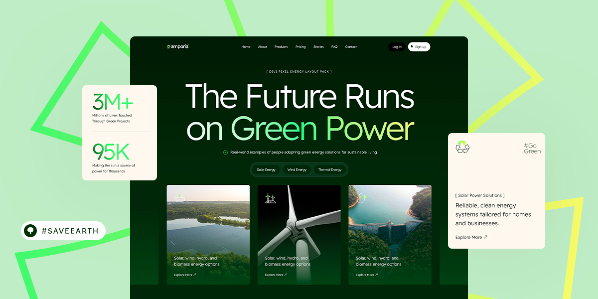FREE Divi Pixel Layout Pack for Green Energy Websites