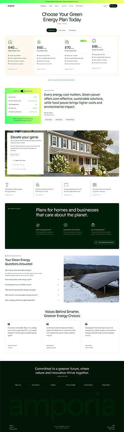 Green Energy Layout Pack Pricing Page