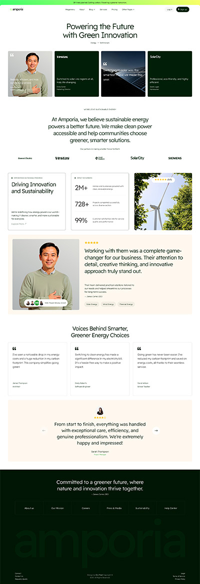 Green Energy Layout Pack Testimonials Page