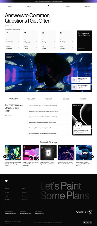 Portfolio Layout Pack FAQ Page