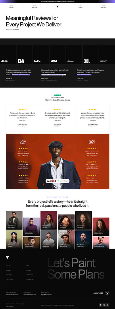 Portfolio Layout Pack Testimonials Page