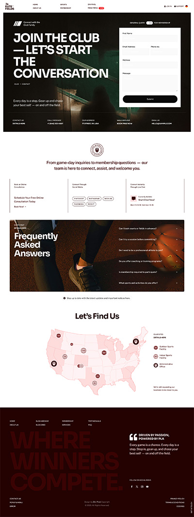 Sports Club Layout Pack Contact Page