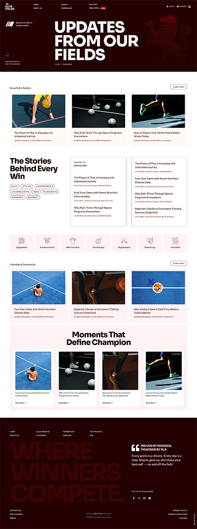 Sports Club Layout Pack Grid Page