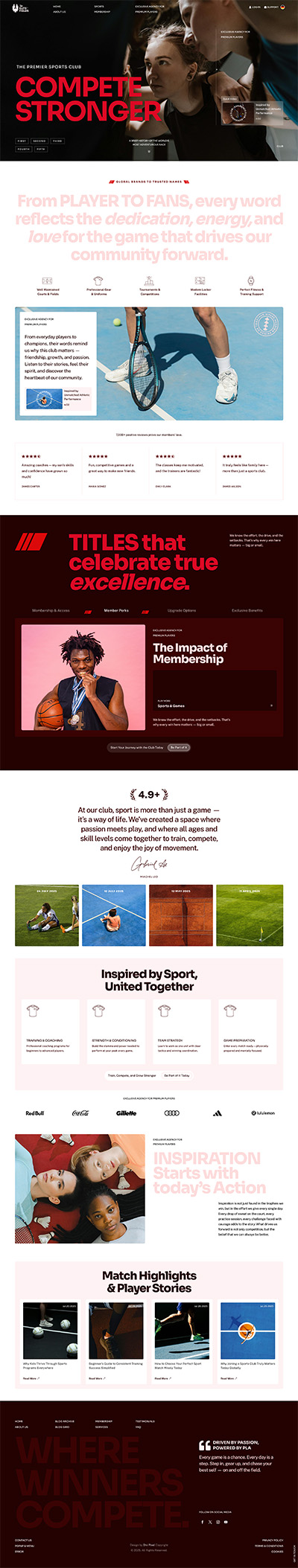 Sports Club Layout Pack Homepage 