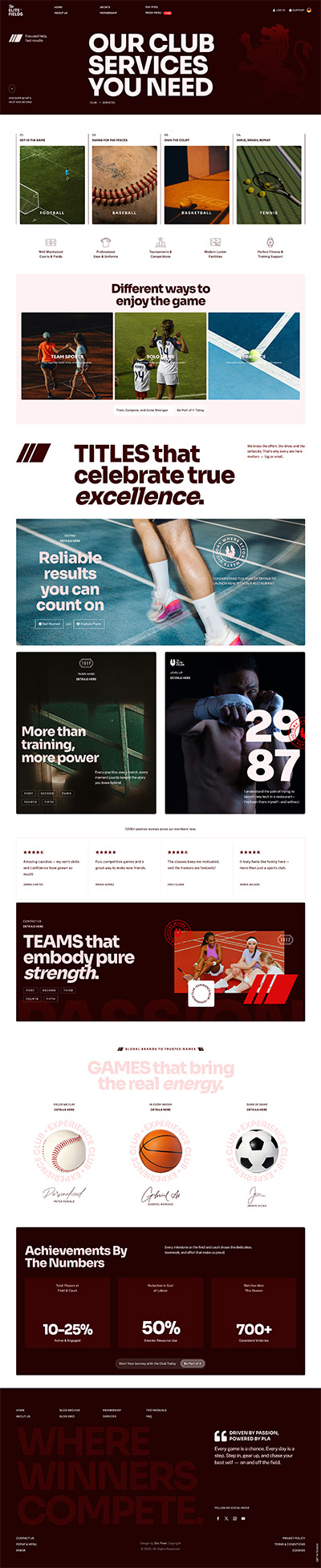 Sports Club Layout Pack Services Page