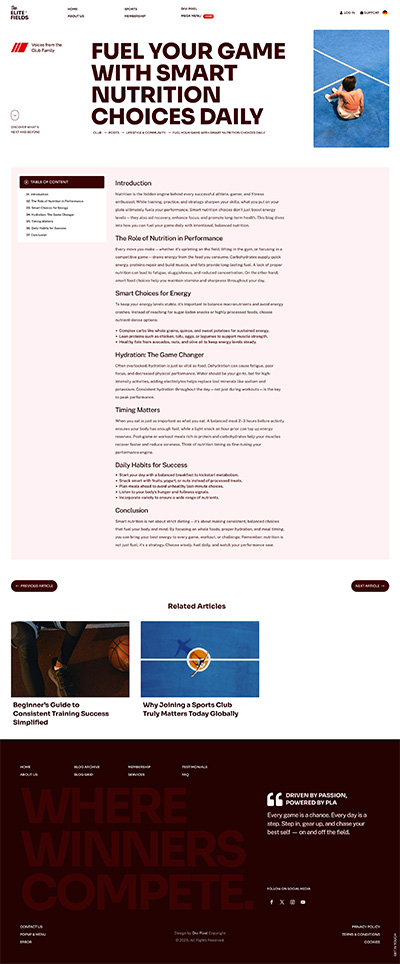 Sports Club Layout Pack Single Post