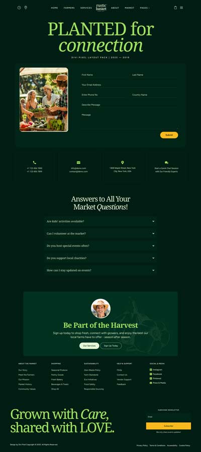 Farmers Market Layout Pack Contact Page