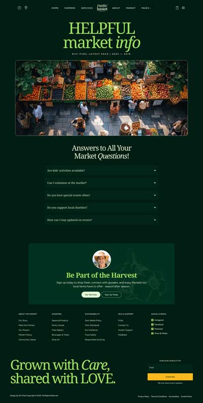 Farmers Market Layout Pack FAQ Page