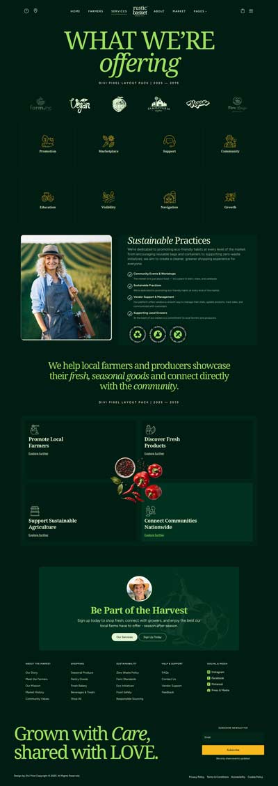 Farmers Market Layout Pack Services Page