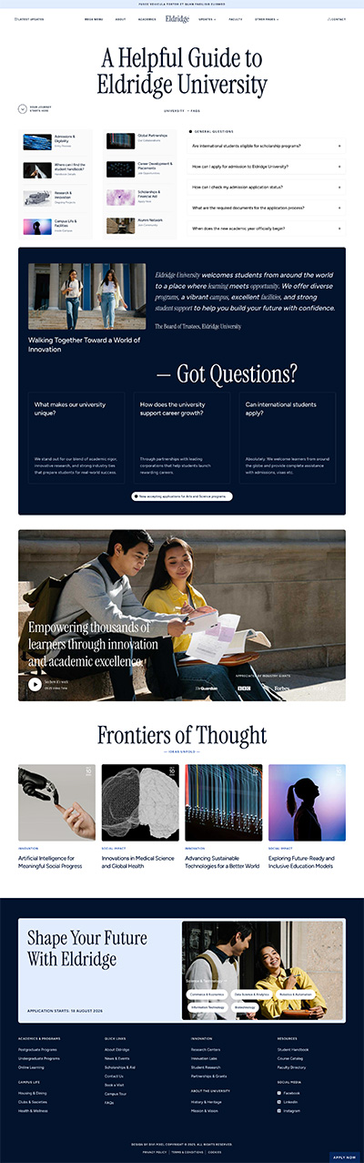 University  Layout Pack FAQ Page